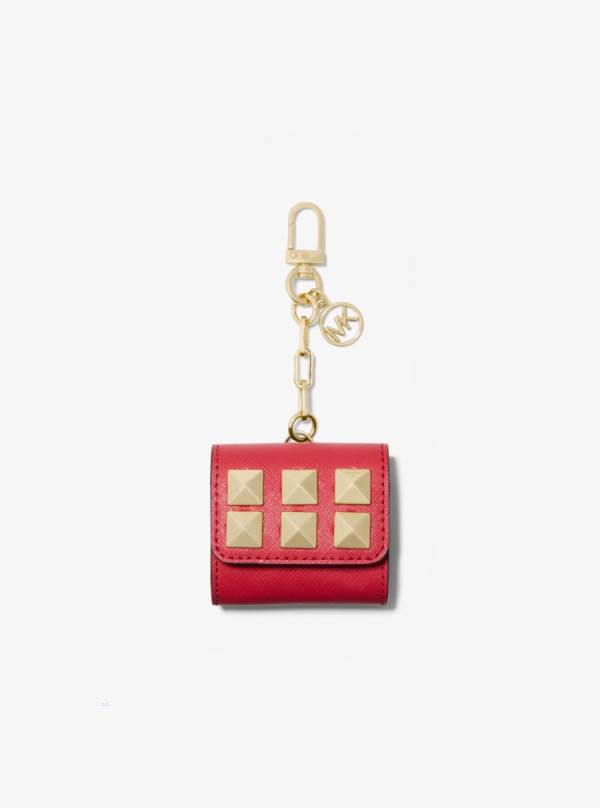 Damske Puzdro Na Mobil Michael Kors Studded Saffiano Leather Clip Case For Apple AirPods® Červené - Doplnky Michael Kors Levně | TNLRD-1473